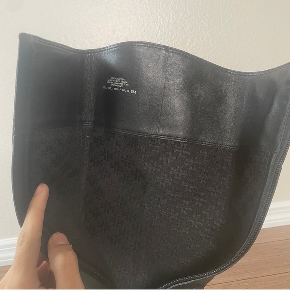 Tory Burch boots black grained leather knee high zip up boots luxury boots - Picture 10 of 16